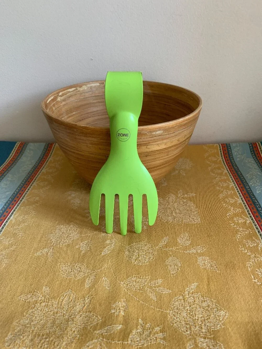 Small Danish lime green salad serving tongs